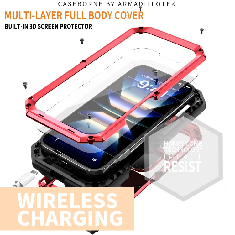 For iPhone 16 Plus R-JUST Sliding Camera IP54 Life Water-resistant Holder Phone Case(Red)
