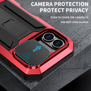 For iPhone 16 Plus R-JUST Sliding Camera IP54 Life Water-resistant Holder Phone Case(Red)
