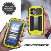 For iPhone 16 Plus R-JUST Sliding Camera IP54 Life Water-resistant Holder Phone Case(Yellow)