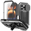 For iPhone 16 Pro R-JUST Sliding Camera IP54 Life Waterproof Holder Phone Case(Black) - free shipping - PMC TechLife - Order now!
