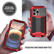For iPhone 16 Pro R-JUST Sliding Camera IP54 Life Water-resistant Holder Phone Case(Red)