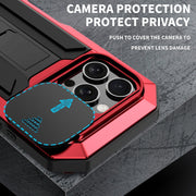 For iPhone 16 Pro R-JUST Sliding Camera IP54 Life Water-resistant Holder Phone Case(Red)