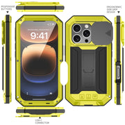 For iPhone 16 Pro R-JUST Sliding Camera IP54 Life Water-resistant Holder Phone Case(Yellow)