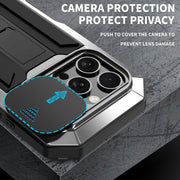 For iPhone 16 Pro R-JUST Sliding Camera IP54 Life Water-resistant Holder Phone Case(Silver)