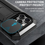 For iPhone 16 Pro Max R-JUST Sliding Camera IP54 Life Water-resistant Holder Phone Case(Black)
