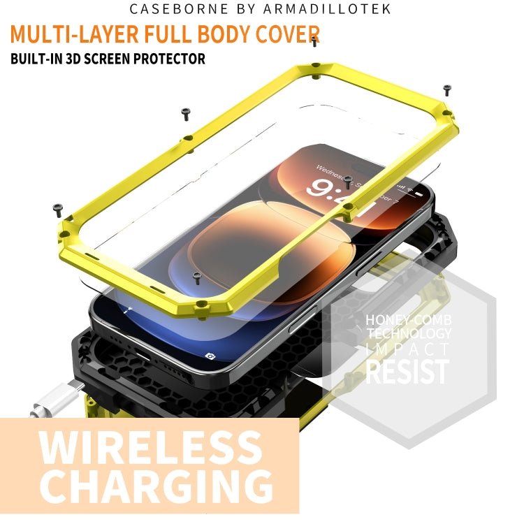 For iPhone 16 Pro Max R-JUST Sliding Camera IP54 Life Water-resistant Holder Phone Case(Yellow)