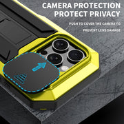 For iPhone 16 Pro Max R-JUST Sliding Camera IP54 Life Water-resistant Holder Phone Case(Yellow)