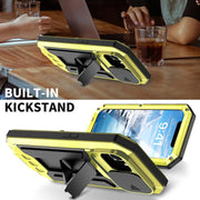 For iPhone 16e R-JUST Sliding Camera IP54 Life Water-resistant Holder Phone Case(Yellow)