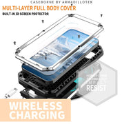 For iPhone 16e R-JUST Sliding Camera IP54 Life Water-resistant Holder Phone Case(Silver)
