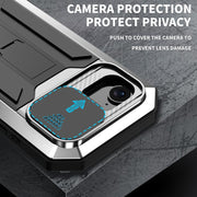 For iPhone 16e R-JUST Sliding Camera IP54 Life Water-resistant Holder Phone Case(Silver)
