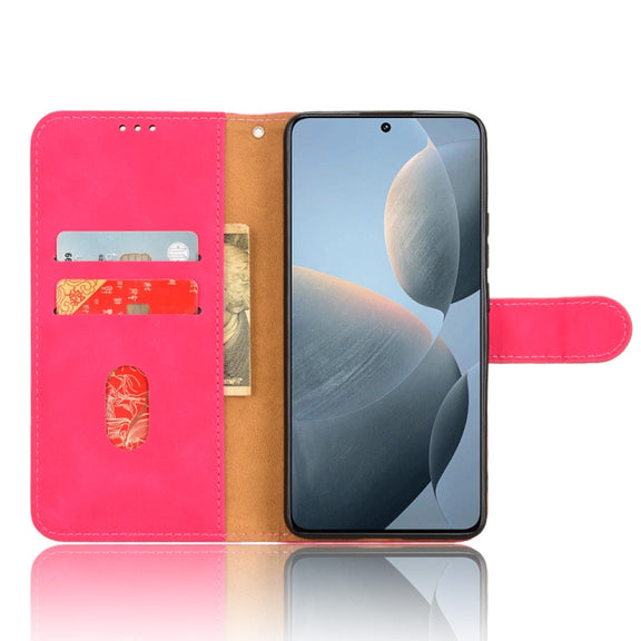 For Xiaomi Redmi K70 / K70 Pro Skin Feel Magnetic Flip Leather Phone Case(Rose Red)