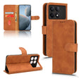 For Xiaomi Redmi K70 / K70 Pro Skin Feel Magnetic Flip Leather Phone Case(Brown) - Xiaomi Cases by PMC Jewellery | Online Shopping South Africa | PMC Jewellery | Buy Now Pay Later Mobicred
