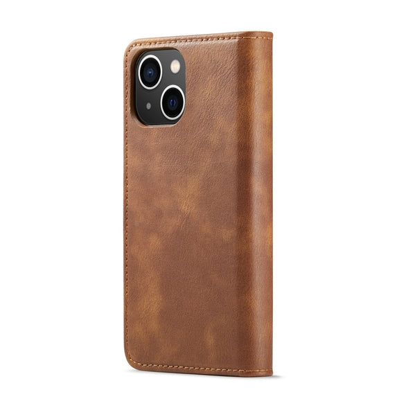 For iPhone 15 DG.MING Crazy Horse Texture Detachable Magnetic Leather Phone Case(Brown)