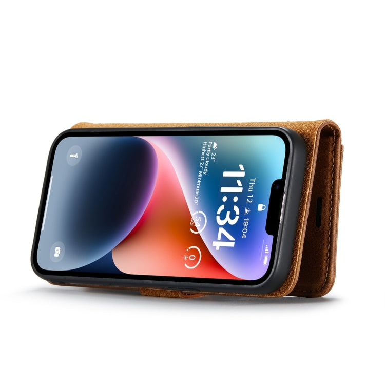 For iPhone 15 DG.MING Crazy Horse Texture Detachable Magnetic Leather Phone Case(Brown)