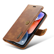 For iPhone 15 DG.MING Crazy Horse Texture Detachable Magnetic Leather Phone Case(Brown)