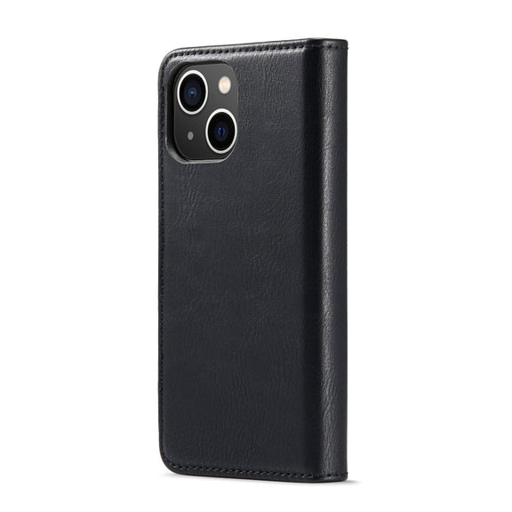 For iPhone 15 Plus DG.MING Crazy Horse Texture Detachable Magnetic Leather Phone Case(Black)