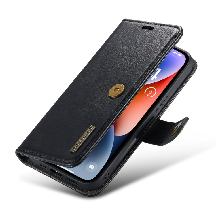 For iPhone 15 Plus DG.MING Crazy Horse Texture Detachable Magnetic Leather Phone Case(Black)