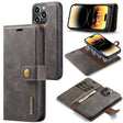 For iPhone 15 Pro DG.MING Crazy Horse Texture Detachable Magnetic Leather Phone Case(Grey) - iPhone 15 Pro Cases by DG.MING | Online Shopping South Africa | PMC TechLife | Buy Now Pay Later Mobicred
