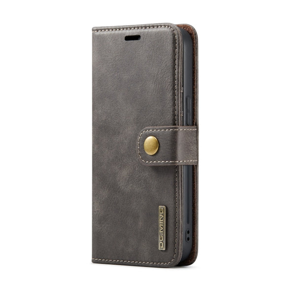 For iPhone 15 Pro DG.MING Crazy Horse Texture Detachable Magnetic Leather Phone Case(Grey)