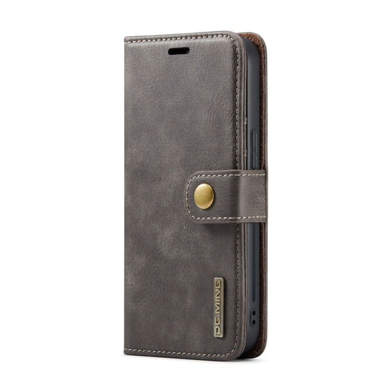 For iPhone 15 Pro DG.MING Crazy Horse Texture Detachable Magnetic Leather Phone Case(Grey)