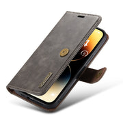 For iPhone 15 Pro DG.MING Crazy Horse Texture Detachable Magnetic Leather Phone Case(Grey)