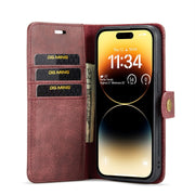 For iPhone 15 Pro Max DG.MING Crazy Horse Texture Detachable Magnetic Leather Phone Case(Red)