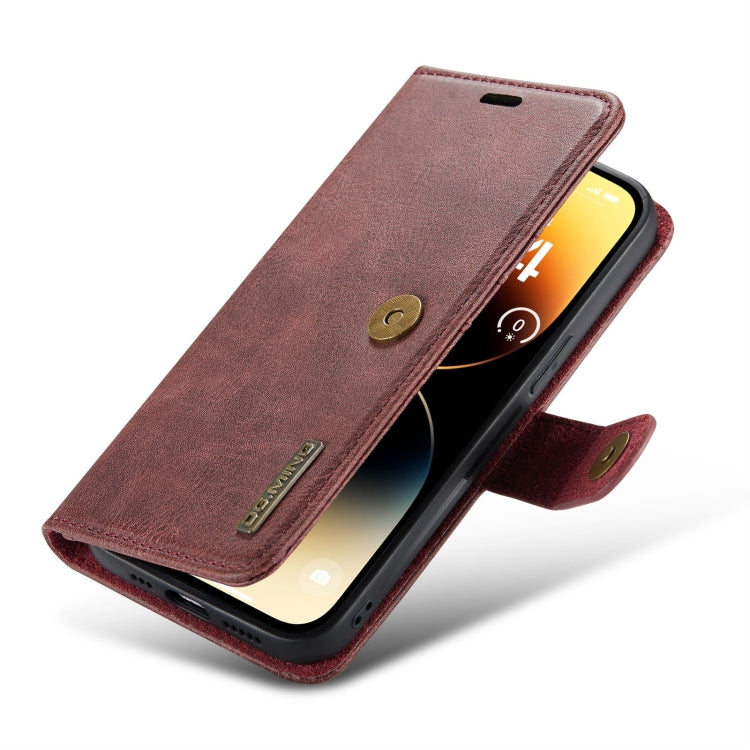 For iPhone 15 Pro Max DG.MING Crazy Horse Texture Detachable Magnetic Leather Phone Case(Red)