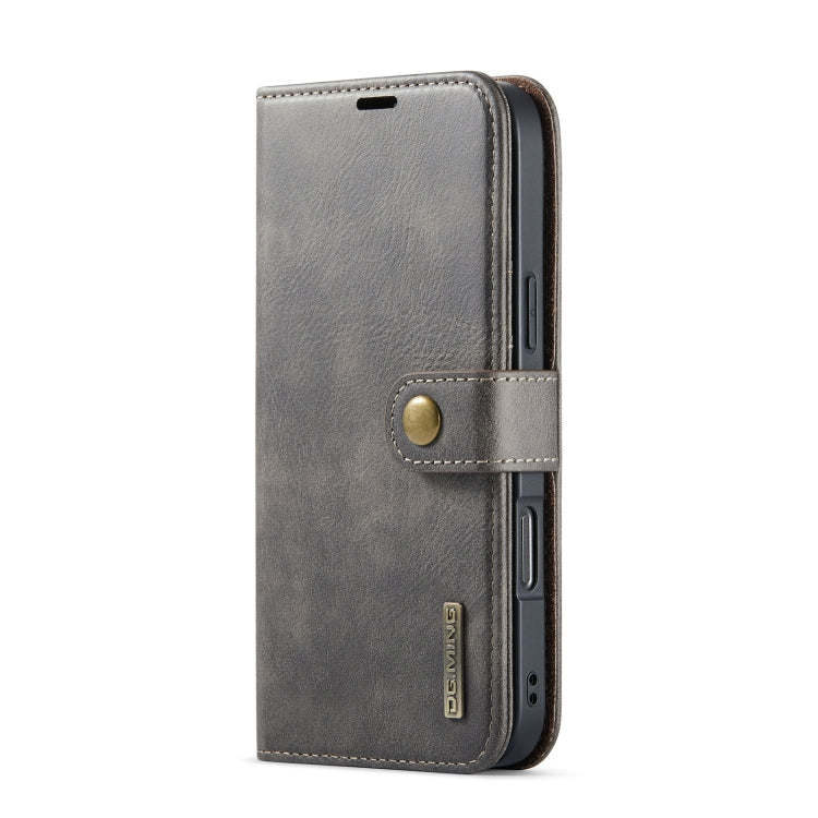For iPhone 16 Pro Max DG.MING Crazy Horse Texture Detachable Magnetic Leather Phone Case(Grey)