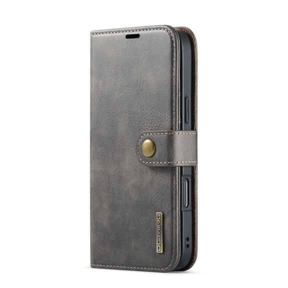 For iPhone 16 Pro Max DG.MING Crazy Horse Texture Detachable Magnetic Leather Phone Case(Grey)