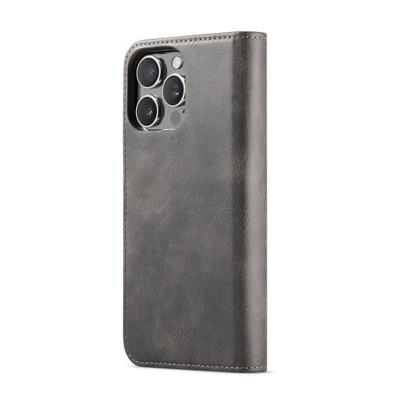 For iPhone 16 Pro Max DG.MING Crazy Horse Texture Detachable Magnetic Leather Phone Case(Grey)