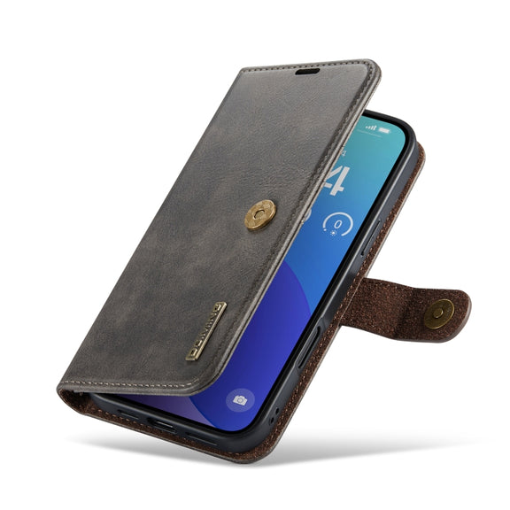 For iPhone 16 Pro Max DG.MING Crazy Horse Texture Detachable Magnetic Leather Phone Case(Grey)