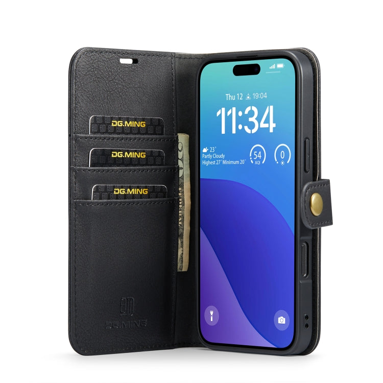 For iPhone 16 Pro Max DG.MING Crazy Horse Texture Detachable Magnetic Leather Phone Case(Black)