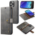 For iPhone 16 Pro DG.MING Crazy Horse Texture Detachable Magnetic Leather Phone Case(Grey) - iPhone 16 Pro Cases by DG.MING | Online Shopping South Africa | PMC TechLife | Buy Now Pay Later Mobicred