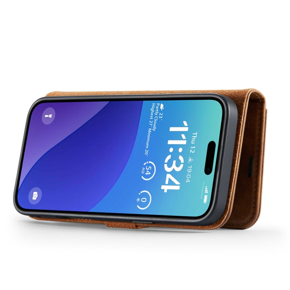 For iPhone 16 Pro DG.MING Crazy Horse Texture Detachable Magnetic Leather Phone Case(Brown)