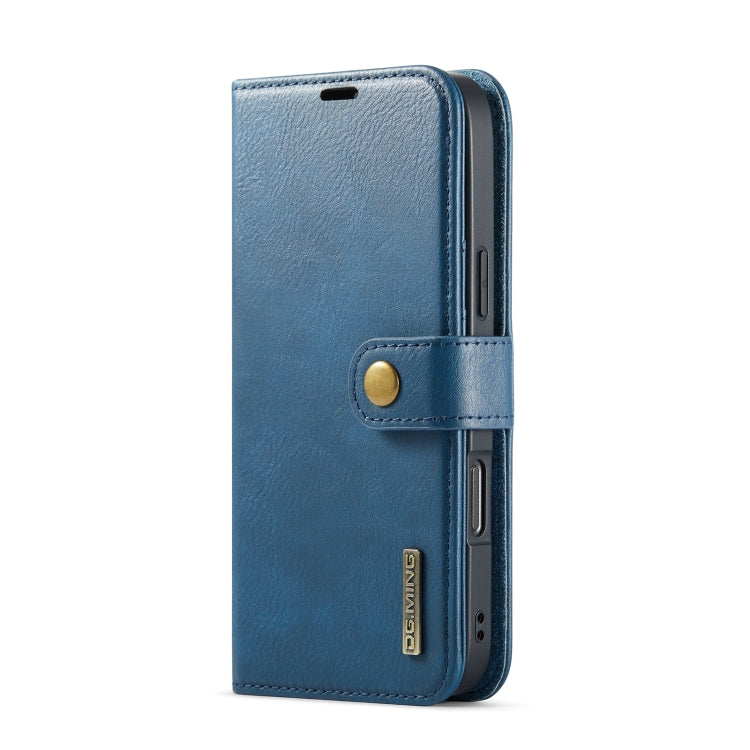 For iPhone 16 Pro DG.MING Crazy Horse Texture Detachable Magnetic Leather Phone Case(Blue)