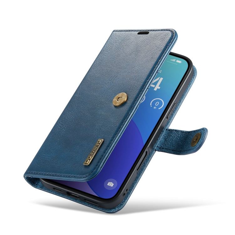 For iPhone 16 Pro DG.MING Crazy Horse Texture Detachable Magnetic Leather Phone Case(Blue)