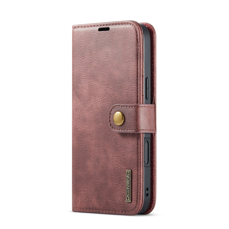 For iPhone 16 Plus DG.MING Crazy Horse Texture Detachable Magnetic Leather Phone Case(Red)