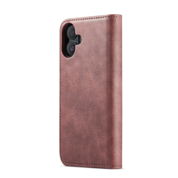 For iPhone 16 Plus DG.MING Crazy Horse Texture Detachable Magnetic Leather Phone Case(Red)