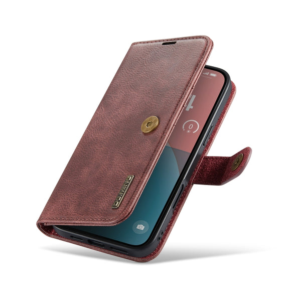 For iPhone 16 Plus DG.MING Crazy Horse Texture Detachable Magnetic Leather Phone Case(Red)