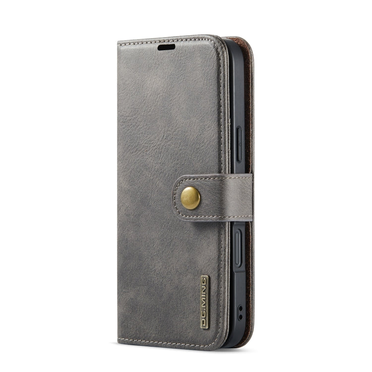 For iPhone 16 Plus DG.MING Crazy Horse Texture Detachable Magnetic Leather Phone Case(Grey)