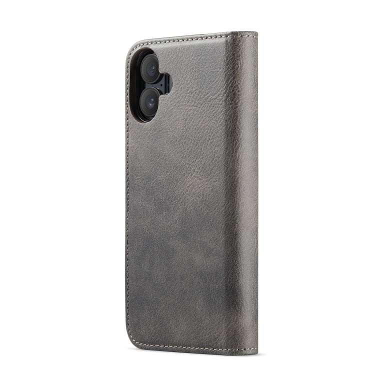 For iPhone 16 Plus DG.MING Crazy Horse Texture Detachable Magnetic Leather Phone Case(Grey)