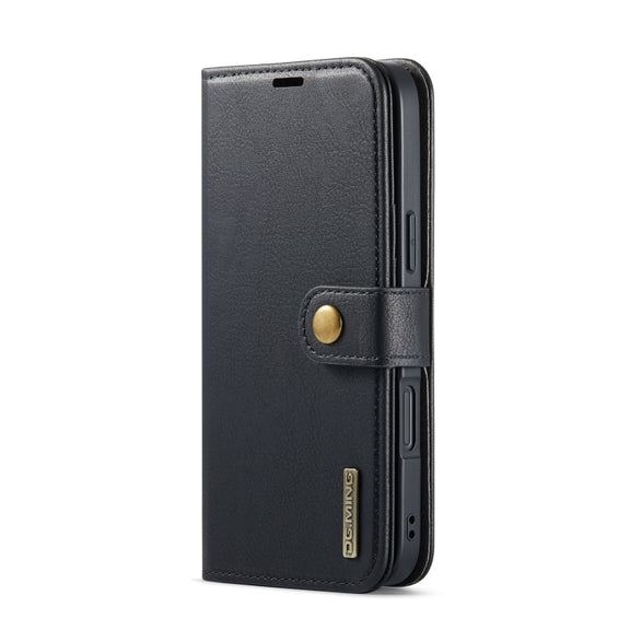 For iPhone 16 Plus DG.MING Crazy Horse Texture Detachable Magnetic Leather Phone Case(Black)