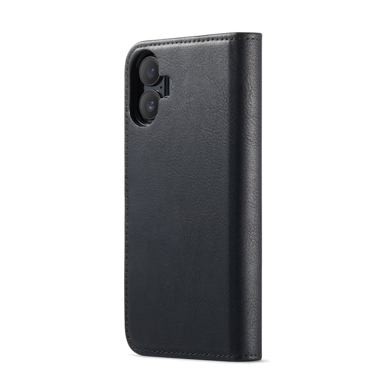 For iPhone 16 Plus DG.MING Crazy Horse Texture Detachable Magnetic Leather Phone Case(Black)