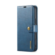 For iPhone 16 Plus DG.MING Crazy Horse Texture Detachable Magnetic Leather Phone Case(Blue)