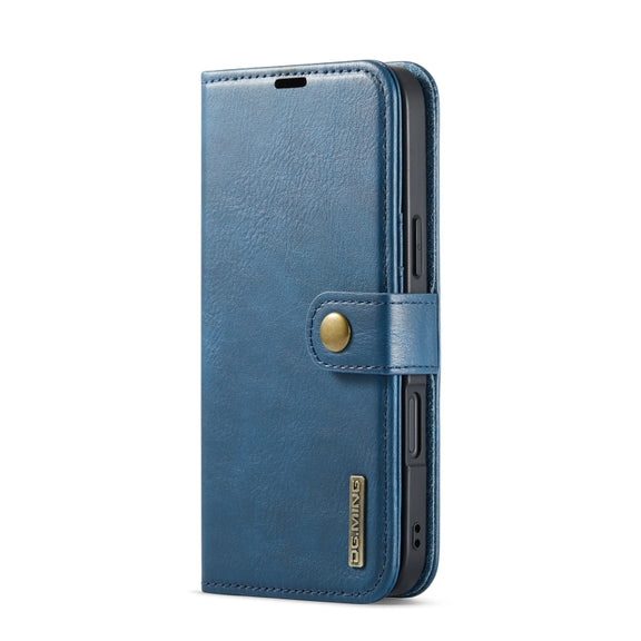 For iPhone 16 Plus DG.MING Crazy Horse Texture Detachable Magnetic Leather Phone Case(Blue)
