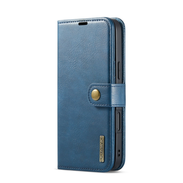 For iPhone 16 Plus DG.MING Crazy Horse Texture Detachable Magnetic Leather Phone Case(Blue)