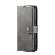 For iPhone 16 DG.MING Crazy Horse Texture Detachable Magnetic Leather Phone Case(Grey)