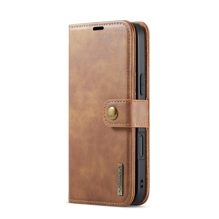 For iPhone 16 DG.MING Crazy Horse Texture Detachable Magnetic Leather Phone Case(Brown)
