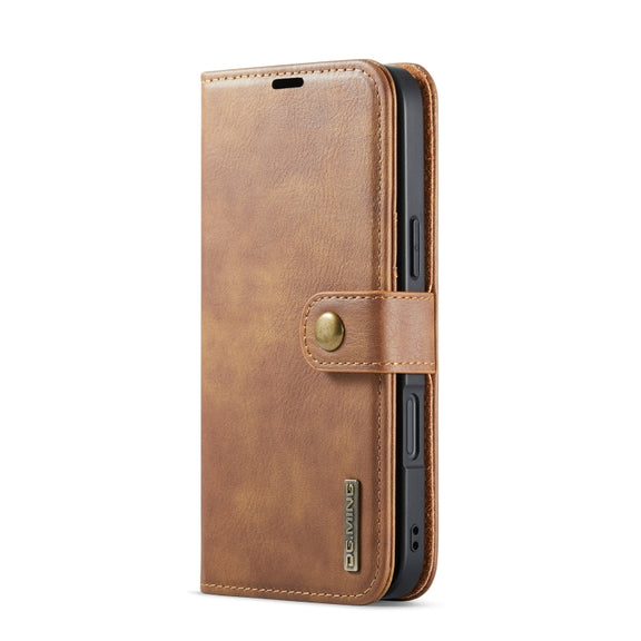 For iPhone 16 DG.MING Crazy Horse Texture Detachable Magnetic Leather Phone Case(Brown)