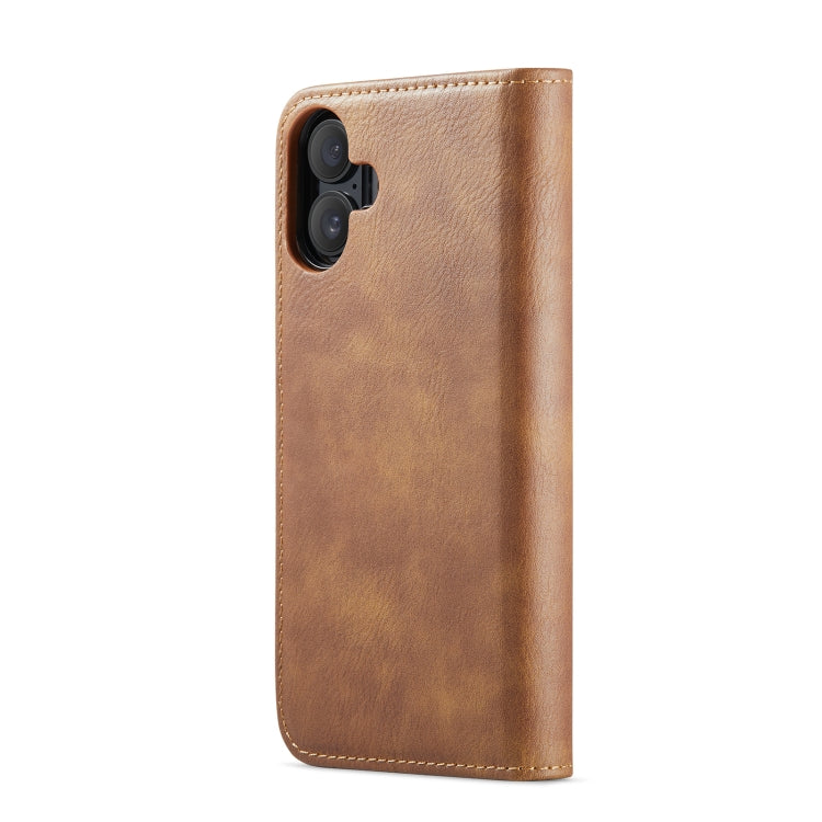 For iPhone 16 DG.MING Crazy Horse Texture Detachable Magnetic Leather Phone Case(Brown)